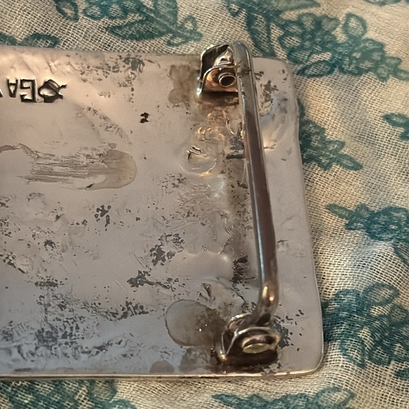 Navajo Sterling Silver Turquoise & Coral Chip Inlay  Belt Buckle - Picture 8 of 9